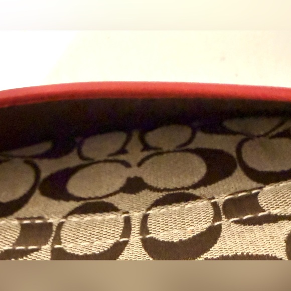 Authentic 2014 Coach Hadley Signature Field Crossbody Bag With Red Leather Trim - Picture 13 of 15